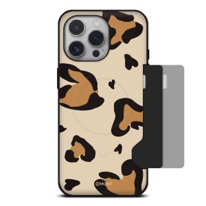 몬트 러브레오파드 맥세이프 카드 2장 수납 범퍼 케이스 브라운, 아이폰14 프로 맥스