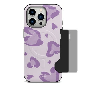 몬트 러브레오파드 맥세이프 카드 2장 수납 범퍼 케이스 퍼플, 아이폰13 프로