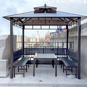 파고라 야외 바베큐장 옥상 철제 설치 파빌리 B. 2.6x2.6m4 열 파빌리온 거즈 커튼