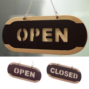 NE 소형 우드 목재안내판 오픈 클로즈 양면걸이판