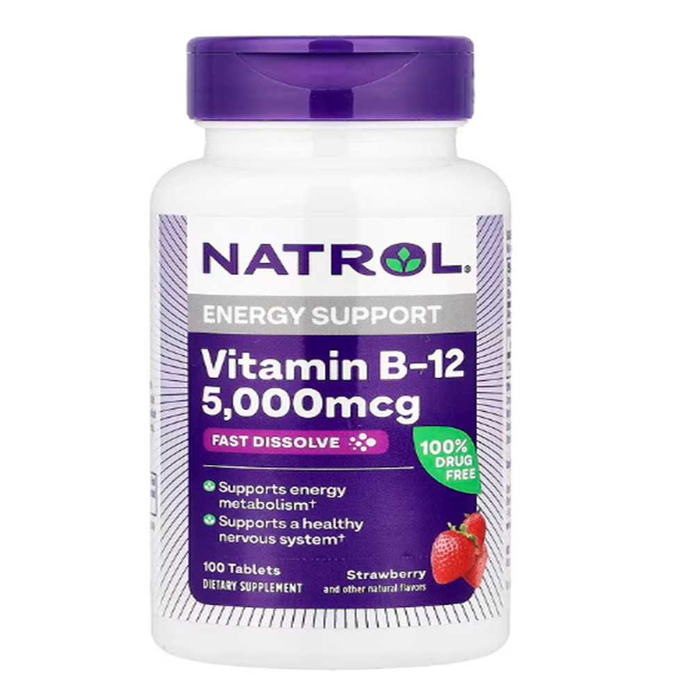 <b>나트롤 비타민B12</b> 속붕해 맥시멈 강도 딸기 맛 5,000mg 100정