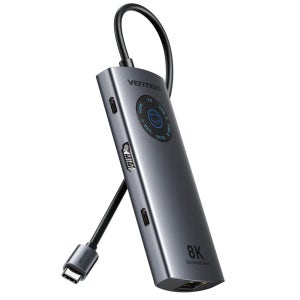 벤션 C타입 8K HDMI PD 랜카드 USB 멀티 허브 도킹스테이션 TQZ, 미러링 터치 On Off 사생활 보호기능