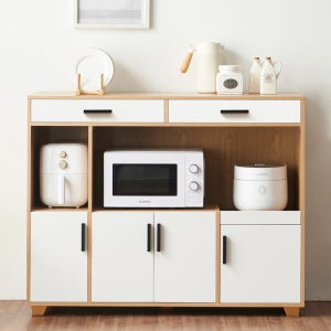 퍼니하우스 와이드 주방 수납 렌지대 밥솥다이 선반 스타2 1200, 3단, 오크화이트