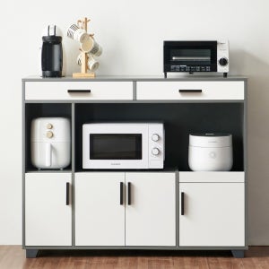 퍼니하우스 와이드 주방 수납 렌지대 밥솥다이 선반 스타2 1200, 3단, 그레이화이트