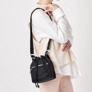 (국내배송) 레스포삭 미니 숄더 크로스백 복조리 버킷백 블랙 무지