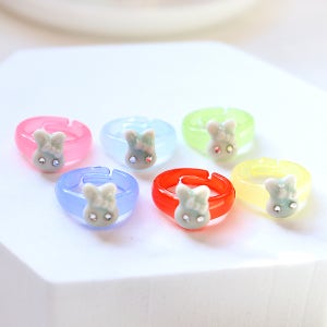 어린이 도자기 청자 토끼반지(굵기조절가능) 패션반지 유아 여자아이 아기반지