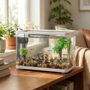 안깨지는 가벼운 플라스틱 미니 어항 이웃집 토토로 셋트 수조 화이트, 30x18x20cm