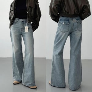 핏보장 세미와이드 부츠컷 청바지 연청 여자청바지 통바지 와이드 데님 빅사이즈