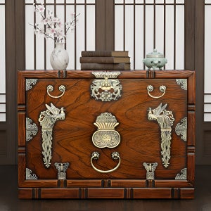 가온공방 원목 제기함 900 봉황 반닫이 목기함 제기보관함 목기보관함 고가구