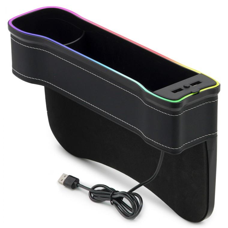 차량용 충전기 QC3.0 멀티 사이드포켓 틈새 컵홀더 USB 수납함 운전석 C80 무드등