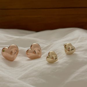 14k 18k 볼륨 하트 스터드 귀걸이
