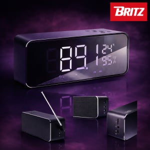 브리츠 BZ-MX2800 후대용 디지털 시계 블루투스 스피커 FM라디오 블랙