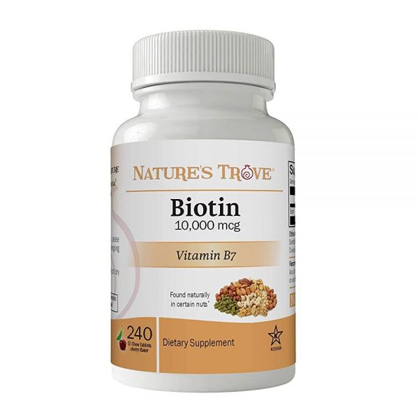 Nature’s Trove Biotin 10000mcg 240 EZ 츄 태블릿 체리 맛