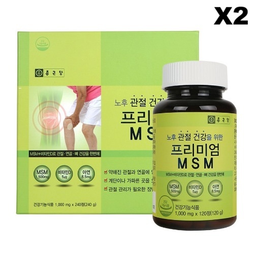 종근당 프리미엄 MSM 1000mg 엠에쓰엠 비타민 아연 함유 120정, 4개