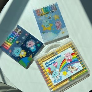 젤링베어즈 24색 레일 크레파스 12색 사인펜 색연필 세트