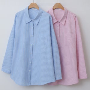 빅사이즈셔츠 X209L602 연한줄지에이라인남방 LY