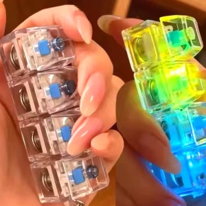 키캡 키링 키보드 LED 딸깍이 청축 클릭키 4구 열쇠고리 키홀더 클릭커 스트레스해소