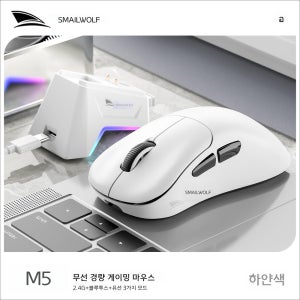 스마일리 M5 무선 게이밍 마우스 M5 화이트 미끄럼 방지 PAW3311