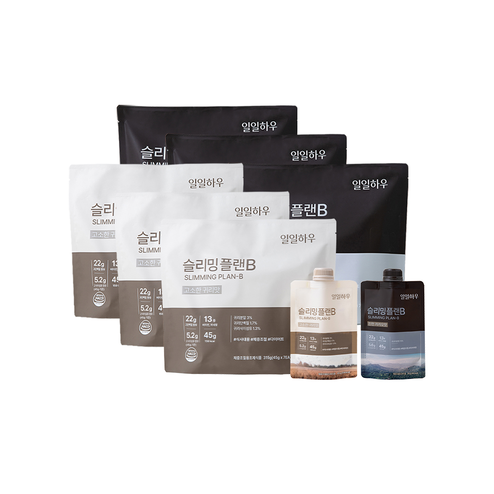 일일하우 슬리밍 플랜B 식사대용 단백질 쉐이크 다이어트 식물성 파우치 귀리 14입 + 카카오 7입, 45g, 21개