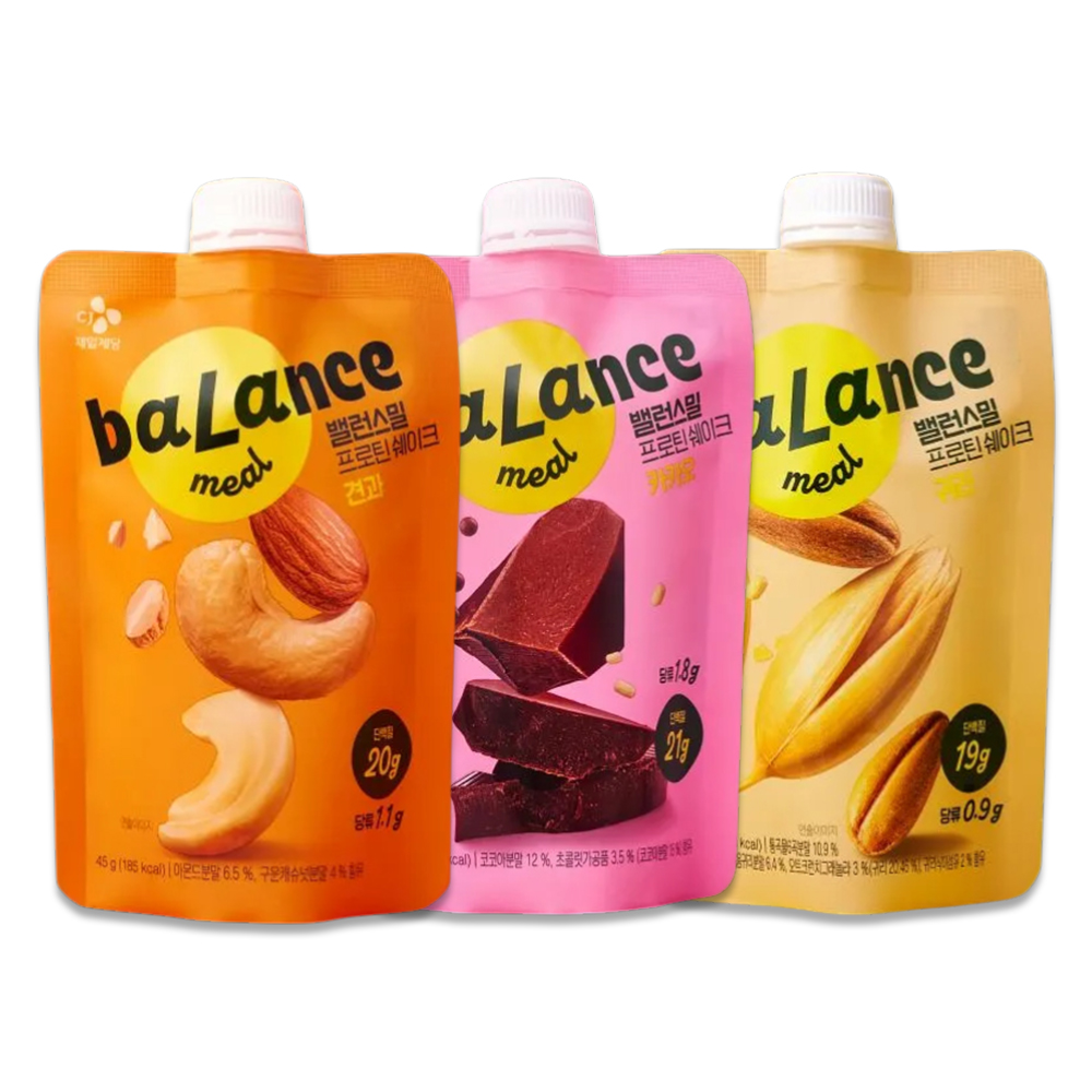 CJ제일제당 밸런스밀 프로틴 쉐이크 45g 15개 귀리 견과 카카오 단백질 파우치 보충제