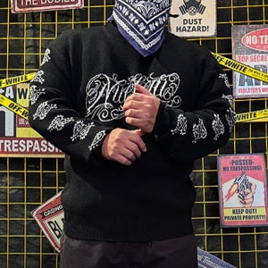 핵폭발 캐슈넛 플라워 긴팔 니트 블랙 빅사이즈