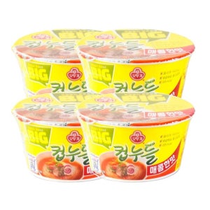 오뚜기 BIG컵누들 매콤한맛 용기 감칠맛 캠핑음식 간편식 편의점 61g 4개 1세트