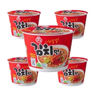 오뚜기 김치면 용기 감칠맛 캠핑음식 간편식 편의점 105g 5개 1세트