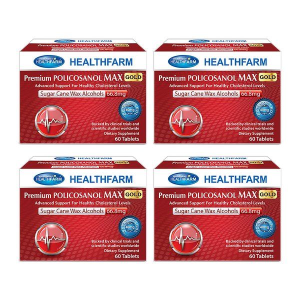 뉴질랜드 HealthFarm 헬스팜 <b>프리미엄 폴리코사놀 맥스 골드</b> 66.8mg 60정 4팩