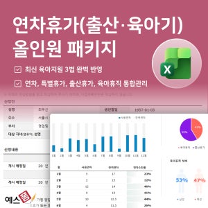 연차 실무엑셀 통합 번들팩(출산휴가, 육아휴직)