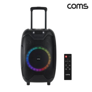 Coms UHF 이동식 블루투스 무선마이크 앰프 LED 파티박스 50W TWS지원 노래방 마이크 미포함 KY600N