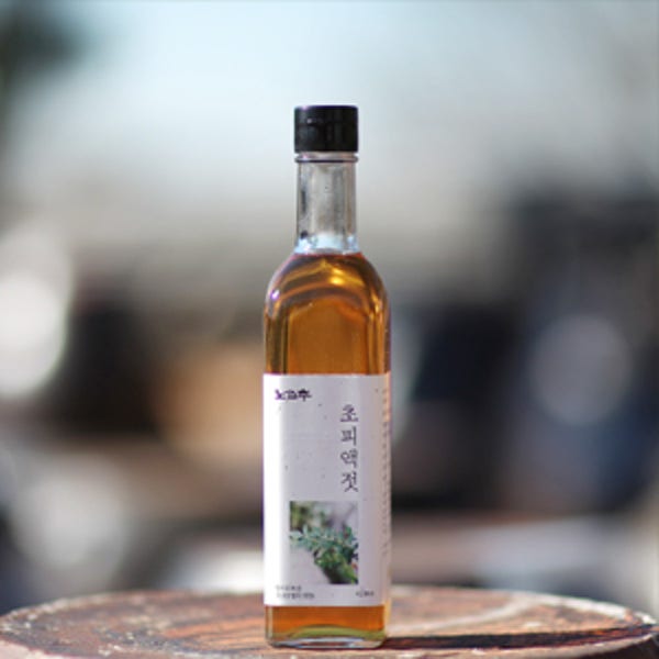 항아리에 숙성한 노고추 초피액젓 420ml(유리병)=15500원
