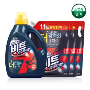 비트 스트롱세븐 액체세제 3L 본품+2.22L 리필 3개 / 세탁세제