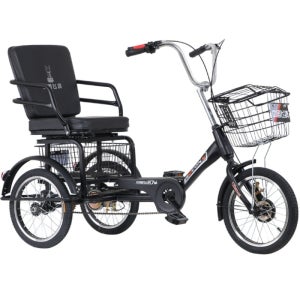 삼륜 자전거 어른용 세발 자전거 야외 농촌 어르신 초보 빈티지 소품 16인치 버건디