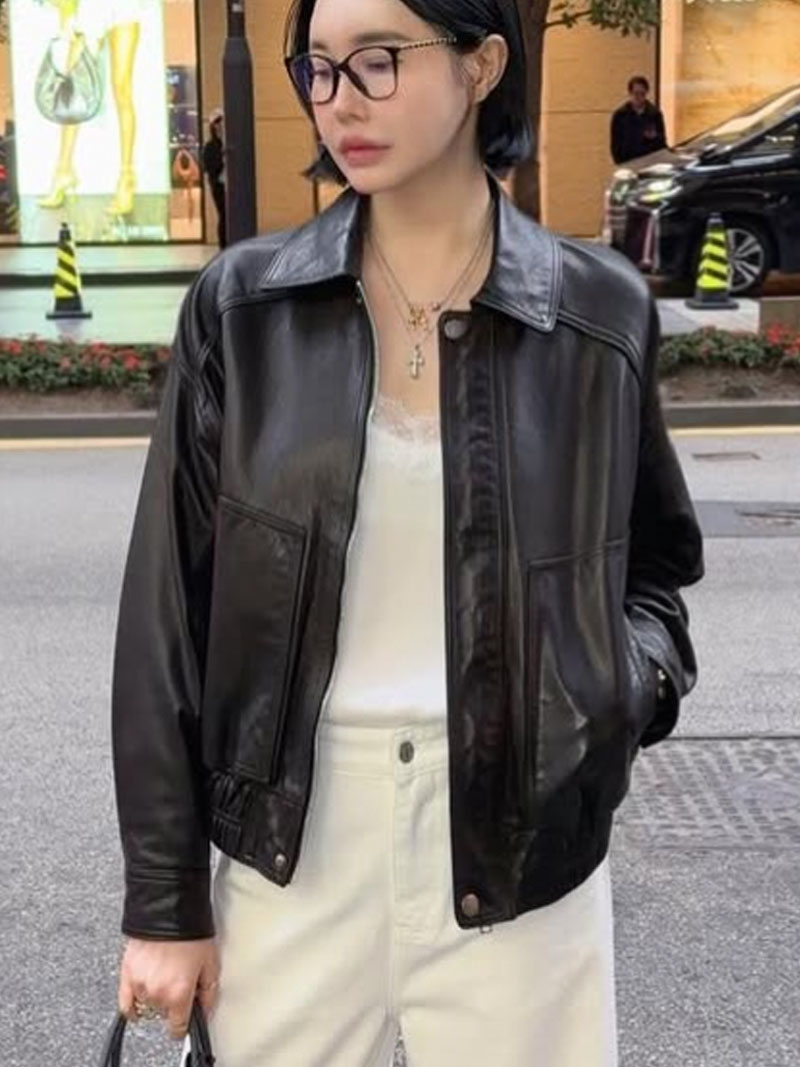 고퀄리티 헬더 램스킨보머자켓 간절기 봄 레더 양가죽 램스킨 블루종 가죽 자켓 (블랙)