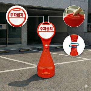 고급형 주차금지 스탠딩 판 오뚜기 원형 표지판 입간판 중단 주문인쇄