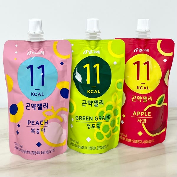 빙그레 곤약젤리 130g X 30개 복숭아 청포도 사과 3종