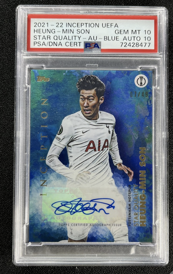 손흥민 사인카드 PSA10 7/49 한정 Topps Inception UEFA 오토그래프 Heung-Min Son Autograph 축구카드