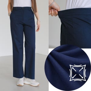 [국산] 면스판 일자통 하이웨스트 뒷밴딩 국산 중년여성 면팬츠 키작녀 봄여름