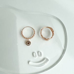 스마일 딸랑이 키치 반지14k화이트골드3호