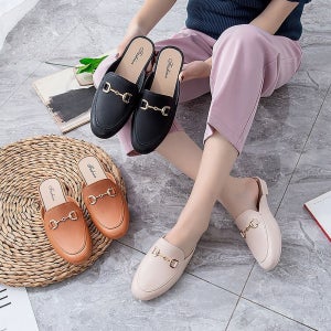 베이직 홀스 골드 빗로퍼 뮬로퍼 슬리퍼구두 블로퍼 블랙