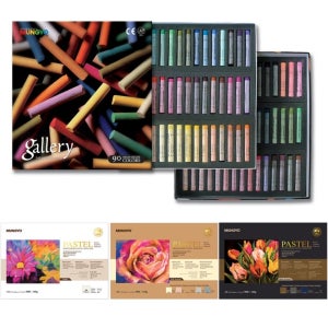 미술 전용지 화방 소프트 90색 파스텔 A4 세트 목상자 원형 문교