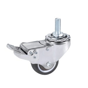 25.4mm(1인치) 고무 무소음 볼트형 M8 회전브레이크 바퀴 하중 13kg 소형바퀴