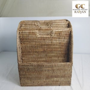 GC라탄 잡지꽂이 라탄 바구니 카페 수납 책 서류 정리함 GC138