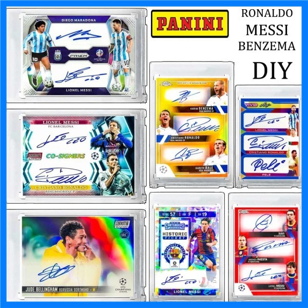 Panini 스타 컬렉션 카드 벽돌 홈 메이드 굴절 반짝이 DIY 메시 크리스티아누 호날두 벤제마 Xavi Bellingham Bruyne 선물