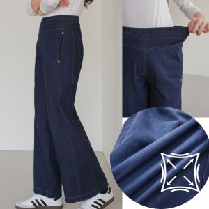 [국산] 청와이드 통바지 하이웨스트 면스판 여성 밴딩바지 봄여름 데일리팬츠 키작은 중년바지