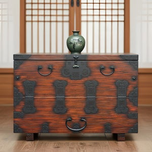 가온공방 홍송 원목 반닫이 900 대형 제기함 고가구 제사용품 목기 보관함 수납장