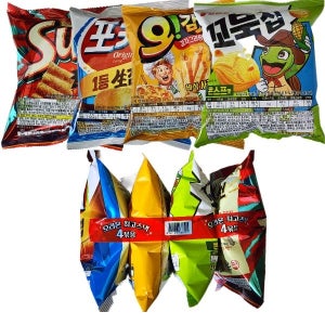 오리온 최고스낵 4묶음 돌아온썬 48g 포카칩 38g 오감자 35g 꼬북칩 49g 170g 1세트