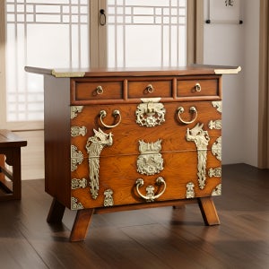 가온공방 귀봉황 원목 반닫이 고가구 1000 제기보관함 인테리어 장식장 제사용품 수납장