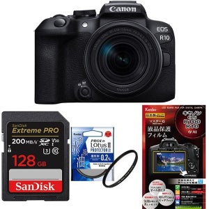 디지털카메라 일본 699968 카메라 안심 세트 Canon EOS R10 RF‑S18‑150 IS STM 렌즈 키트SDXC 카드 128GB보호 필터액정 보호 필름