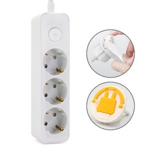 [5년보증] 러그박스 납작플러그 틈새 멀티탭 3구 고용량 가구 밀착 슬림 콘센트 3m, 화이트, 1개